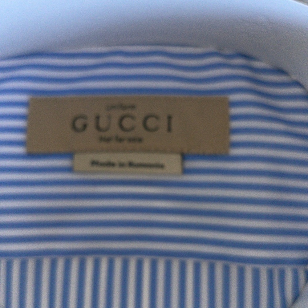 New mens Gucci White & Blue Striped Dress Shirt - Picture 8 of 12